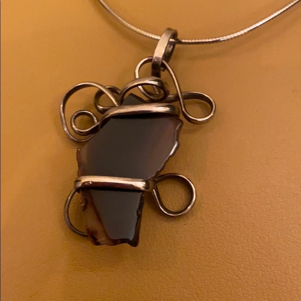 2/$20 Silver and smoky quartz pendant